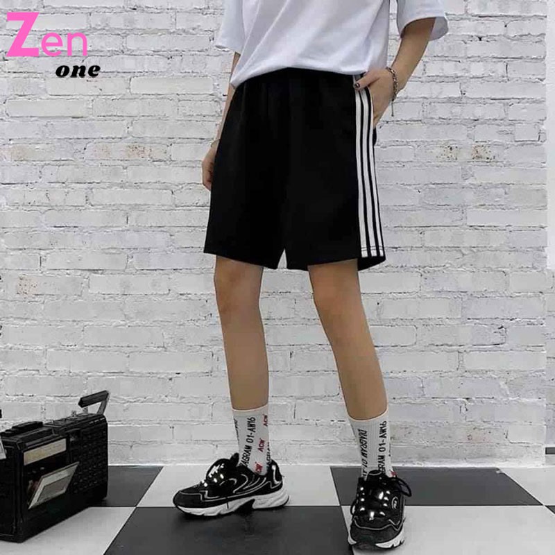 Quần đùi ba sọc unisex ZenOne chất liệu thể thao mềm mịm thoáng mát , quần short 3 soc nữ form rộng | BigBuy360 - bigbuy360.vn