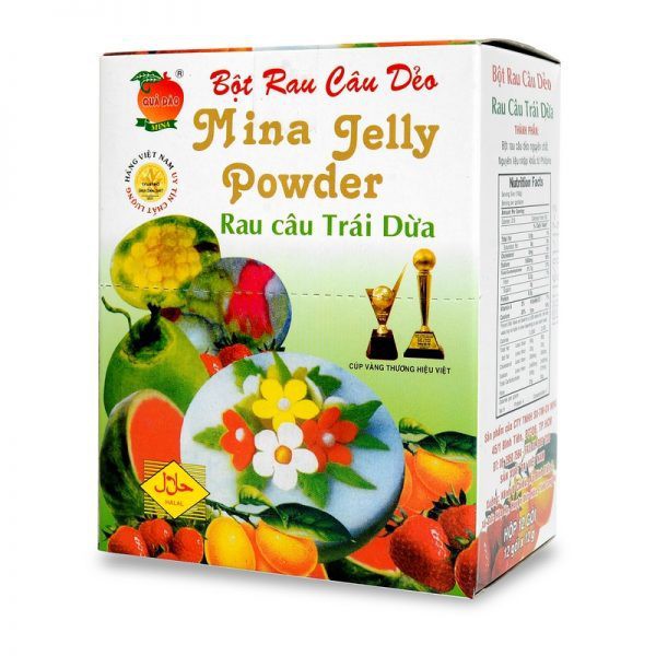 Bột Rau Câu Dẻo Mina Jelly Trái Dừa Hộp 12 Gói