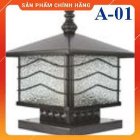 Đèn trụ cổng: Mẫu đèn trang trí ngoài trời D200mm mái trơn