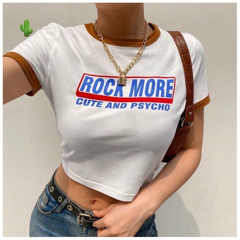 ÁO KIỂU CROPTOP TAY NGẮN NỮ ROCK CUTE ALOHASHOP91