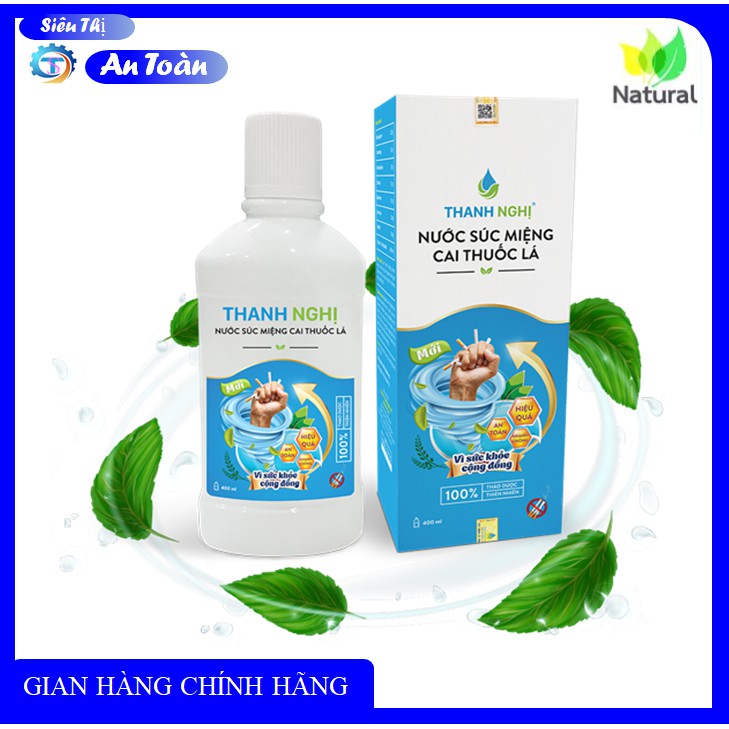 Hộp chai 400 ml-Nước súc miệng cai thuốc lá thảo dược cao cấp Thanh Nghị- Tặng bàn chải hàn quốc cao cấp 30k