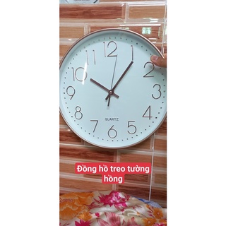 Đồng hồ treo tường màu hồng nhạt kim trôi đẹp sang trọng