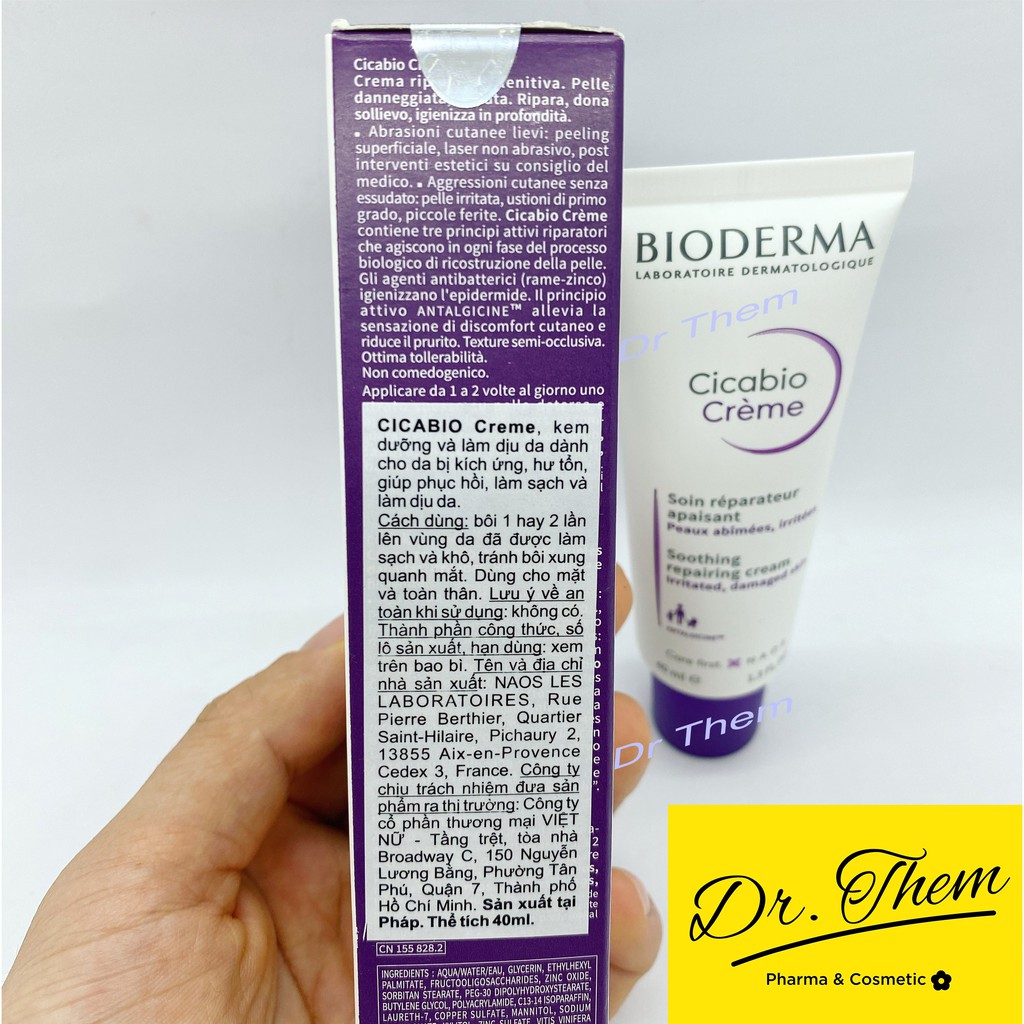 Kem Dưỡng Phục Hồi Bioderma Cicabio Creme - Làm Dịu Da Bị Kích Ứng, Hư Tổn,  40ml - Bioderma Tím