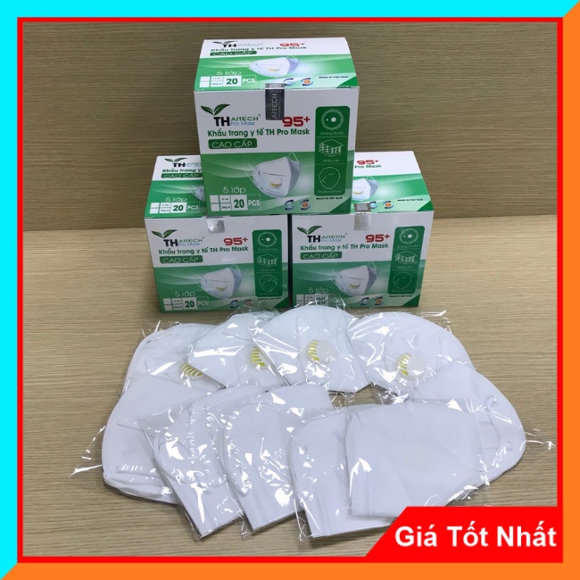 Khẩu trang y tế TH Pro mask 95+ Hộp 20 cái 5 lớp Có van