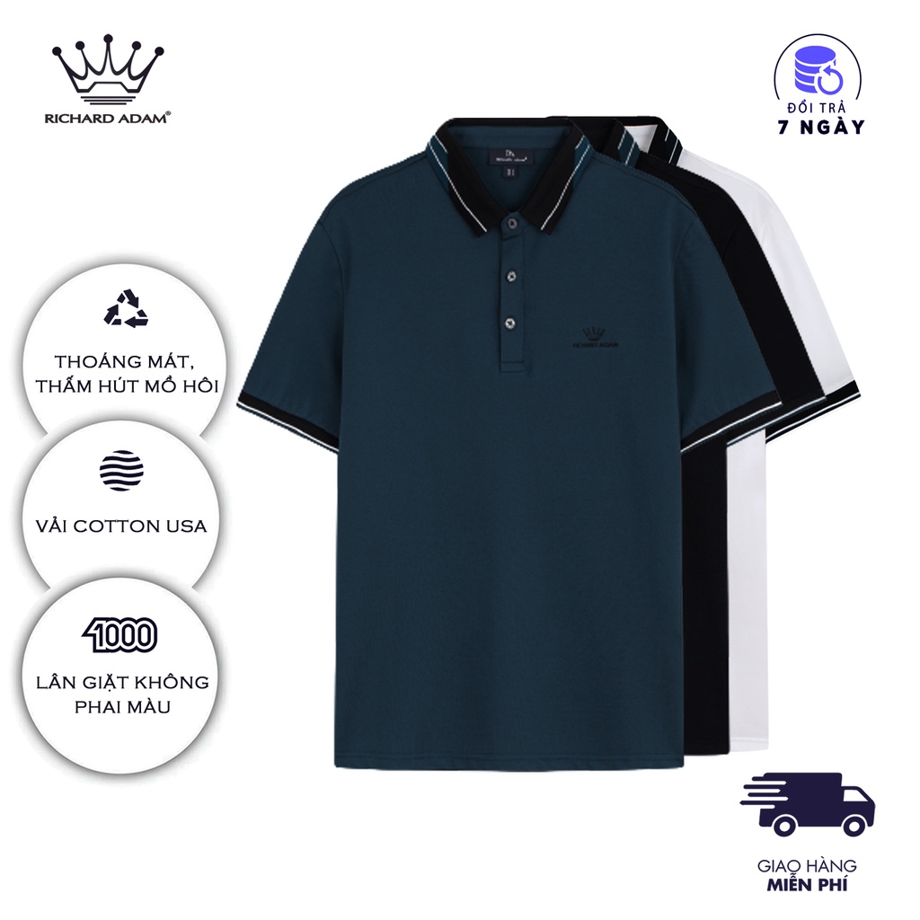 Áo Polo nam cao cấp cổ bẻ sọc trắng vải cotton USA mặc mát, cực thoải mái, form regular fit ôm vừa người_PL040521 RA