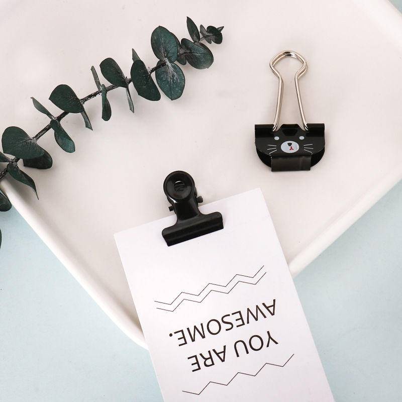 ⭐ iLado ⭐ 【12 PC】 Kẹp tài liệu mini Kẹp Bướm kẹp nhựa kẹp kim loại Văn phòng phẩm con mèo đen dễ thương màu đặc Học Sinh kẹp giấy đồ dùng học tập Acrylic Tiện Dụng Cho Học Sinh cho trường học văn phòng dễ thương