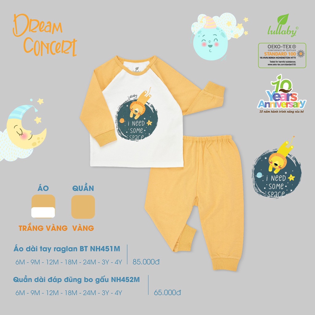 Bộ cài vai dài tay raglan bé trai Lullaby 2022