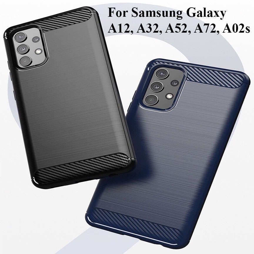 Ốp lưng dẻo Samsung Galaxy A12, A32 4G, A52, A72, A02s vân sợi cacbon chống sốc Rugger Amor