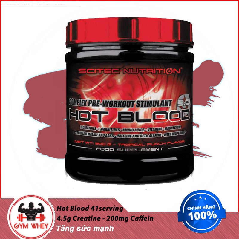 Tăng Sức Mạnh | Pre Workout Hot Blood - Scitec Nutrition - 41 Ser - Authentic 100%