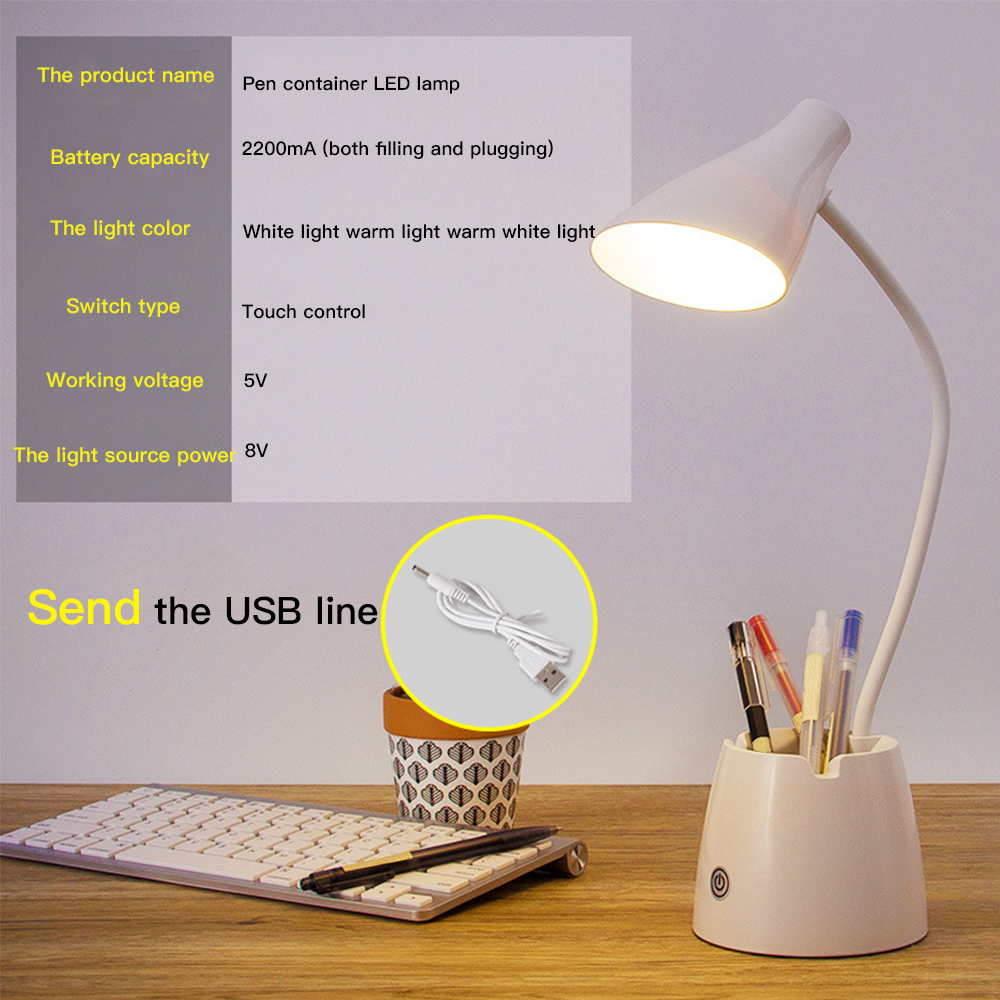 LED Reading Light USB Cylinder Lamp Rechargeable Dimmable Bedside Desk Top Table Lamp Folding Eye Protection Desk Lamp