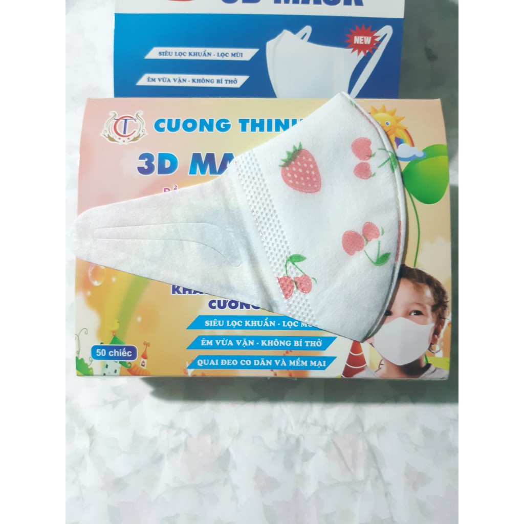 [CHO BÉ 3-10 TUỔI ] Khẩu Trang 3D Kids Trẻ Em Mask Cường Thịnh Họa Tiết Y Tế Xuân Lai Công Nghệ Nhật Bản Hộp 50C Bền