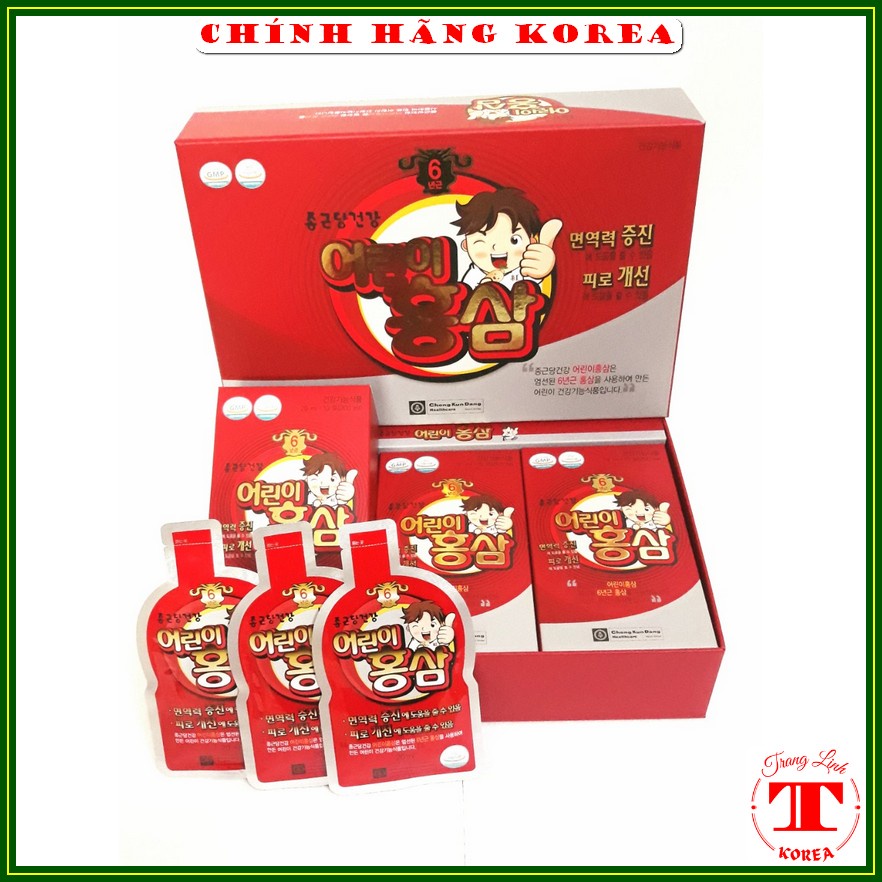 Hồng sâm baby ngón tay hàn quốc, hộp 30 gói - Nước sâm trẻ em Chong Kun Dang chính hãng, tranglinh