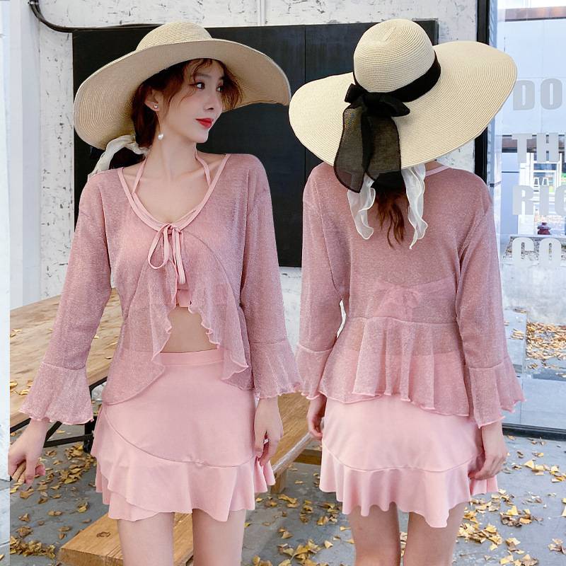 Bộ Đồ Bơi Ba Mảnh Tay Dài Màu Trơn Phong Cách Hàn Quốc Quyến Rũ Cho Nữ Ds-532124 | BigBuy360 - bigbuy360.vn