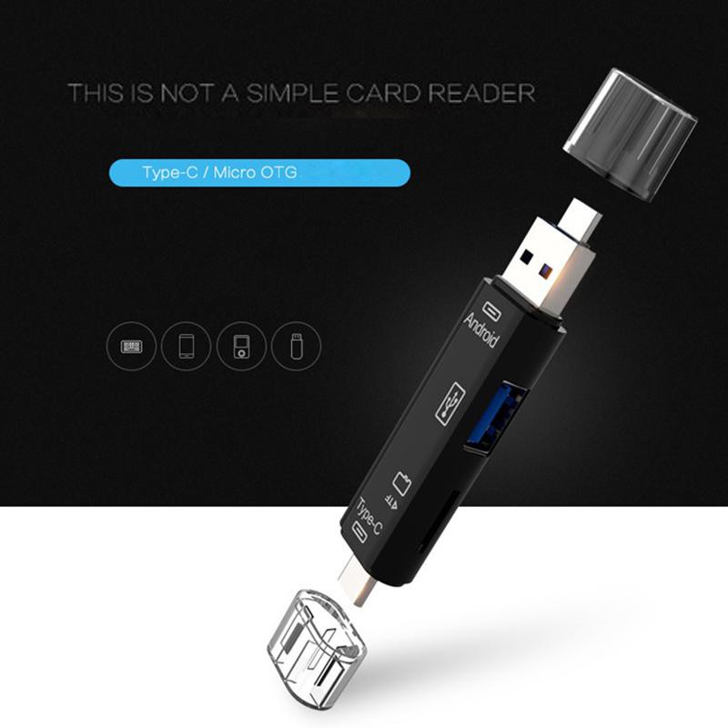 Đầu đọc thẻ nhớ USB 2.0 5 trong 1 cổng Type-C Micro TF OTG cho iOS Android