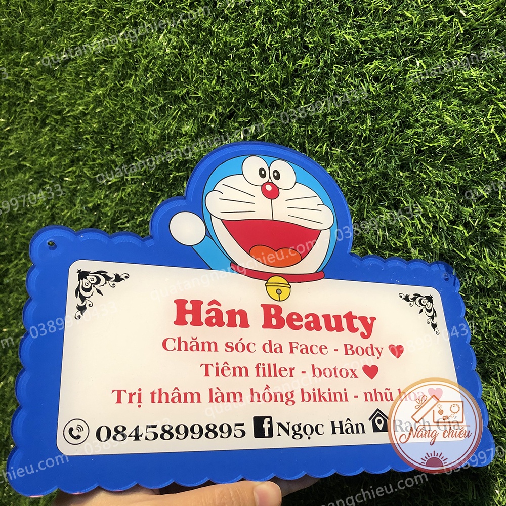 Bảng hiệu làm bằng mica Doremon - in tên shop của bạn theo yêu cầu - Khẳng định thương hiệu cá nhân