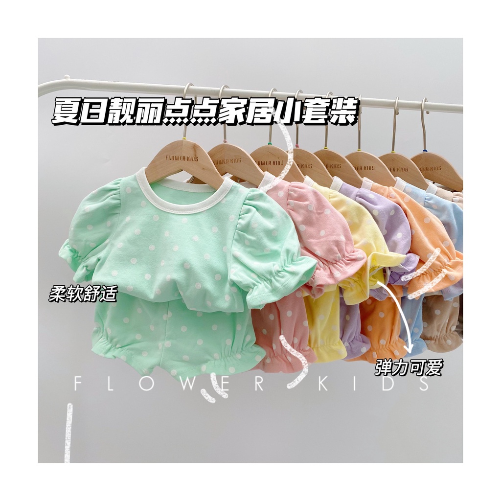 Set 5 Món Áo Thun Tay Phồng Phối Ren Màu Sắc Kẹo Ngọt Phong Cách Hàn Quốc Thời Trang Mùa Hè Cho Bé Gái