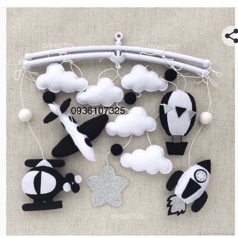 Đồ chơi đen trắng hình phương tiện giao Thông kích thích thị giác cho bé sơ sinh