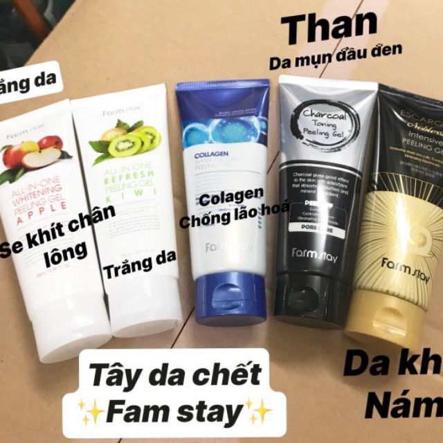 Tẩy Da Chết trắng Da FarmStay Peeling Gel 180ml - làm sạch mụn,cấp ẩm, trắng da | BigBuy360 - bigbuy360.vn