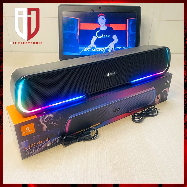 Loa bluetooth soundlbar Kisonli Led-913 máy tính nghe nhạc led RGB loa vi tính bass mạnh