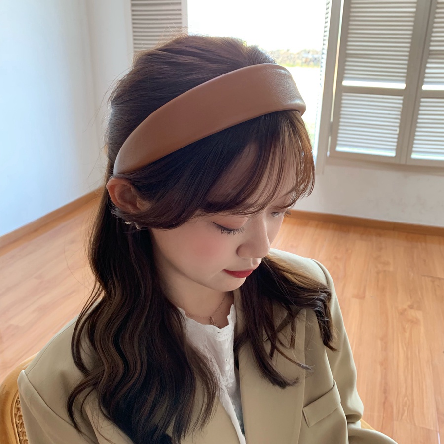 Băng Đô Da PU Phong Cách Retro Đơn Giản Cho Nữ