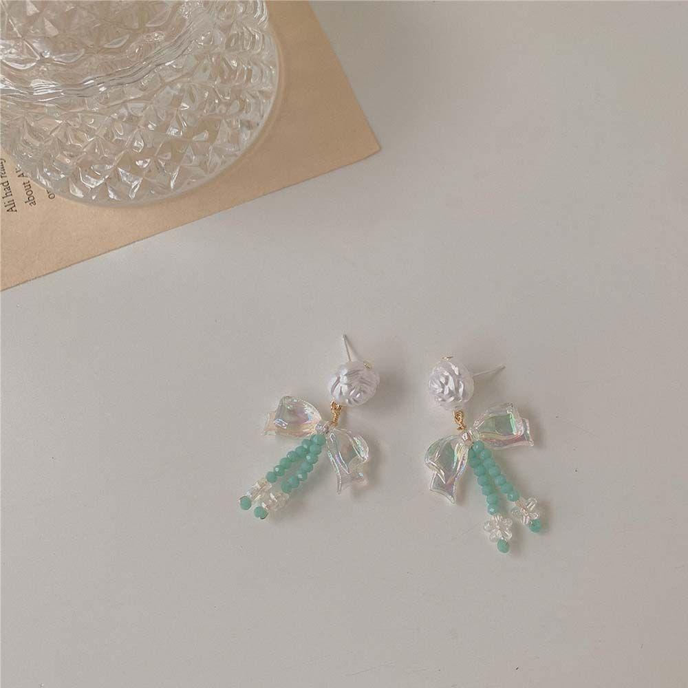 Bông Tai Hình Nơ Dáng Dài Phong Cách Retro Thời Trang Dự Tiệc Cưới Cho Nữ