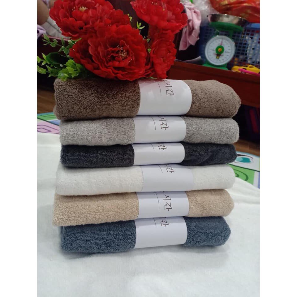 Khăn tắm cotton xuất dư Hàn quốc siêu thấm hút 210-220gram KT 40X85 cm