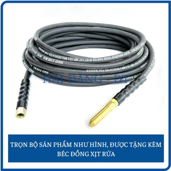 Dây rửa xe 10, 15, 20m, Dây rửa xe áp lực cao lõi thép ren trong 13mm dùng cho máy rửa xe curoa tặng béc xịt đồng