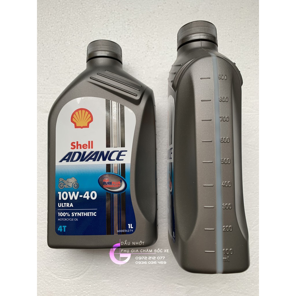 Shell Advance Ultra 10W40 hàng châu ÂU, tổng hợp 100% - dầu nhớt cho xe máy, xe côn tay, PKL