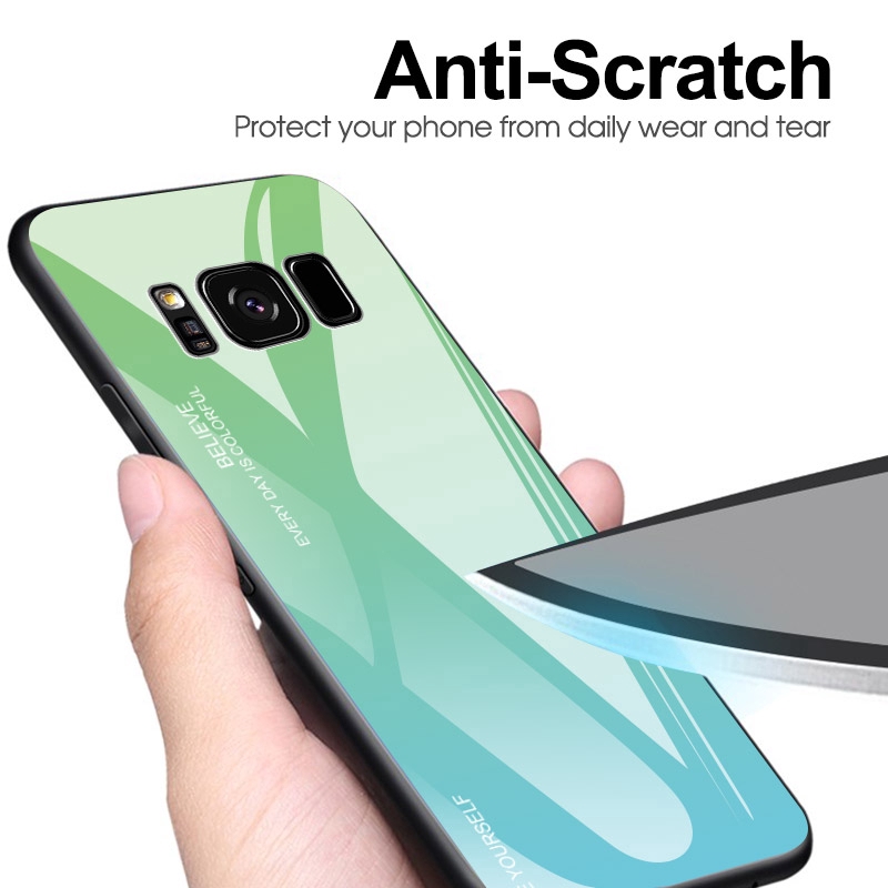 Ốp điện thoại mặt kính cường lực cho Samsung Galaxy S8 S10 A70 A10 A50 M30