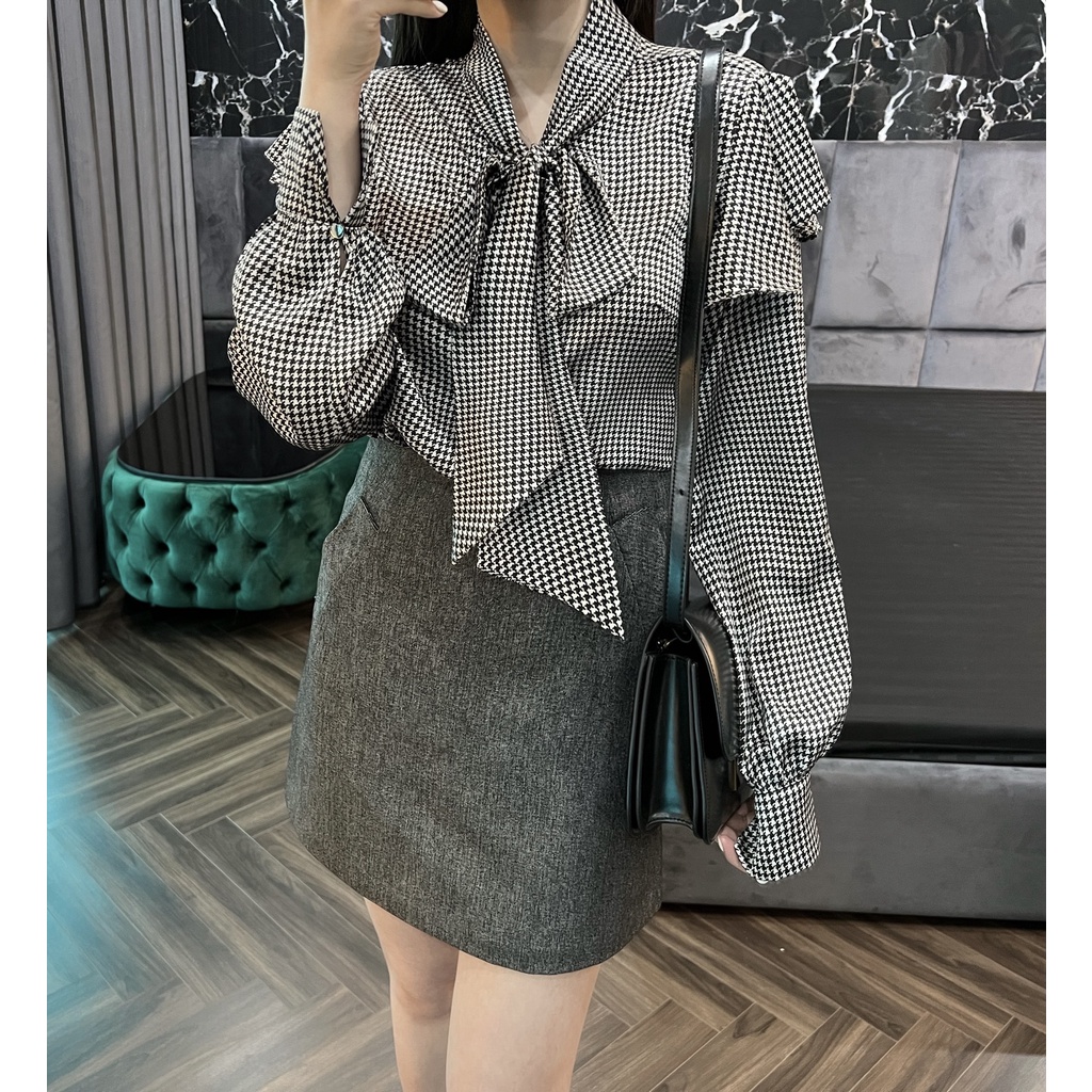 Áo Sơ Mi Nữ Công Sở Dài Tay NKN Kelly Thiết Kế Cổ Buộc Nơ Thanh Lịch Sang Trọng, Chất Liệu lụa cao cấp