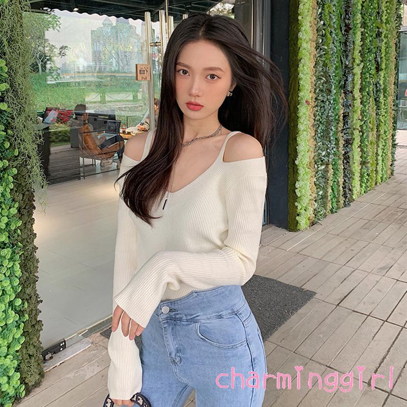 Áo thun tay dài cổ chữ V màu sắc thanh lịch cho nữ | BigBuy360 - bigbuy360.vn