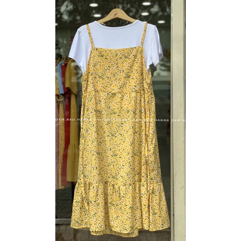 [SIZE 40-80KG] Đầm bầu yếm rời 2 dây dễ thương vải lụa mềm mát không nhăn có túi bên sườn dài qua gối có size 80kg