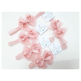 Băng đô baby handmade màu hồng vỏ đỗ