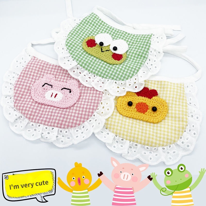 Khăn Quàng Cổ Hình Tam Giác Vải Cotton Màu Trơn In Họa Tiết Hoạt Hình Cho Thú Cưng