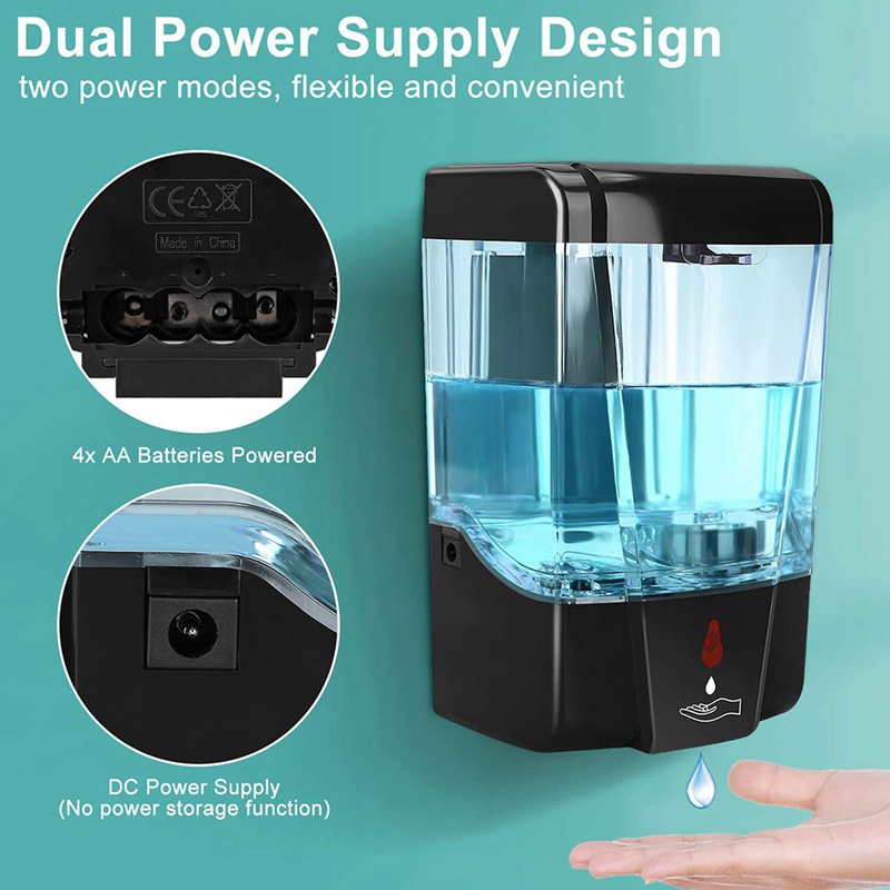 Bình Đựng Xà Phòng Gắn Tường 700Ml Cảm Biến Chuyển Động Hồng Ngoại Tự Động Không Cần Chạm Cho Nhà Bếp / Khách Sạn