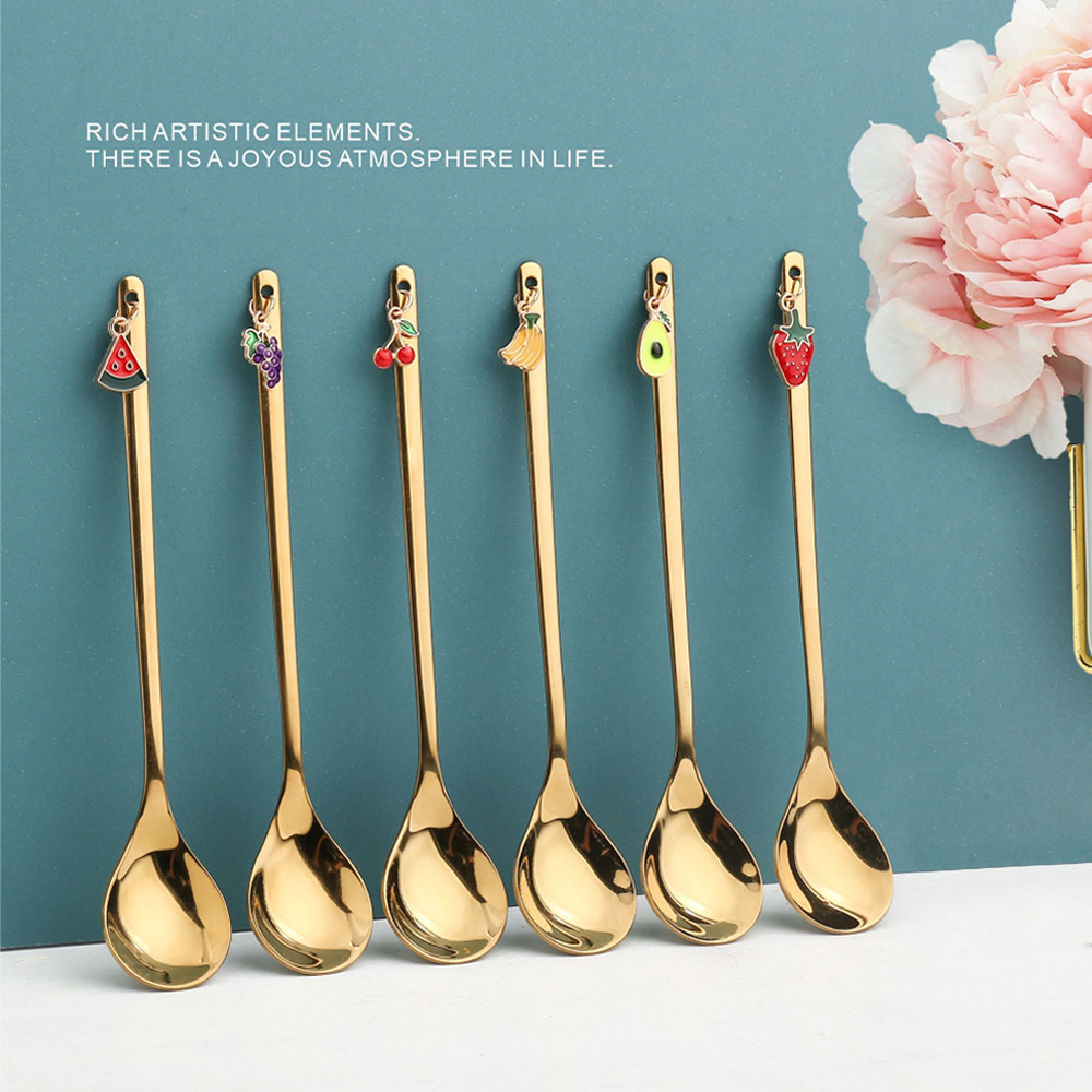 Muỗng Cà Phê Bằng Thép Không Gỉ Thời Trang|Muỗng Ăn Trái Cây Nhiều Màu Sắc Phong Cách Giáng Sinh