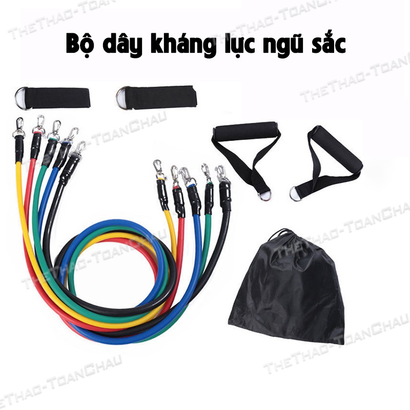 Bộ Dây Kháng Lực Ngũ Sắc [Nhập SHOPTC05 giảm 5%] 11 món - Shop Toàn Châu - Chất liệu cao su đàn hồi tốt