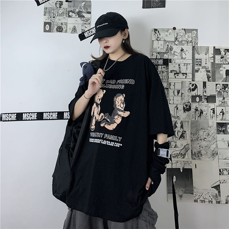 Áo Thun Nữ Ngắn Tay In Hình Phong Cách Retro Hàn Quốc 2020
