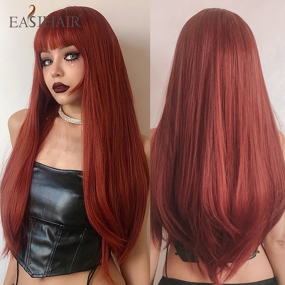 Bộ Tóc Giả Dài Thẳng Nhuộm Màu Ombre Nâu Tro Blonde Bằng Sợi Tổng Hợp Chịu Nhiệt Dùng Hóa Trang Nhân Vật Lolita Cho Nữ