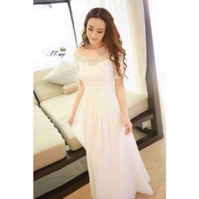 Đầm Maxi Ren Tay Lỡ
