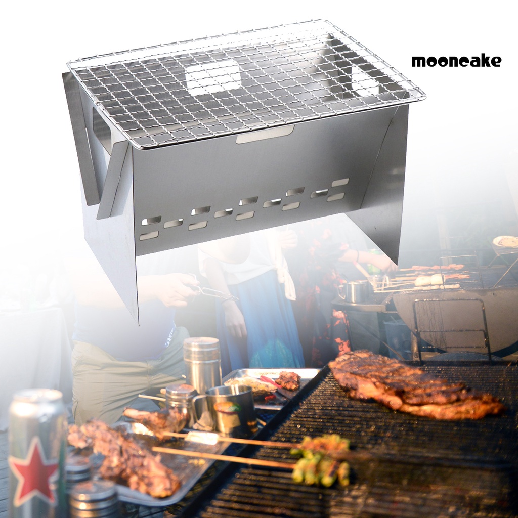 Lò Nướng BBQ Bằng Thép Không Gỉ Thiết Kế Gấp Gọn Tiện Dụng Cho Cắm Trại