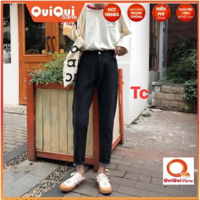 Quần baggy bò trơn đen