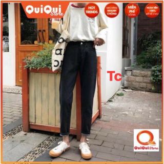 Quần baggy bò trơn đen