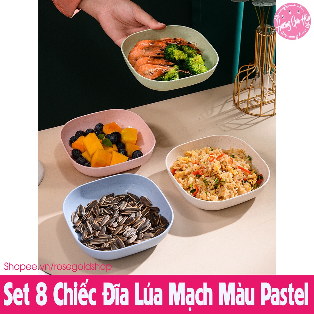 Set 8 Chiếc Đĩa Lúa Mạch Mẫu Mới Màu Pastel Ngọt Ngào, Giúp Bàn Ăn Của Bạn Thêm Hấp Dẫn