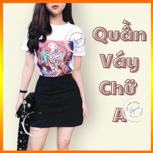 Quần Giả Váy Chữ A Dáng Ngắn Lưng Cao Ôm Dáng Có Quần Lót Trong Chất Tuyết Mưa Mềm Mịn Thanh Lịch Màu Đen Hanva