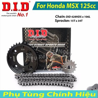 Bộ Nhông Sên Dĩa DID Honda MSX Cover Sên DID đen 10ly Thái Lan