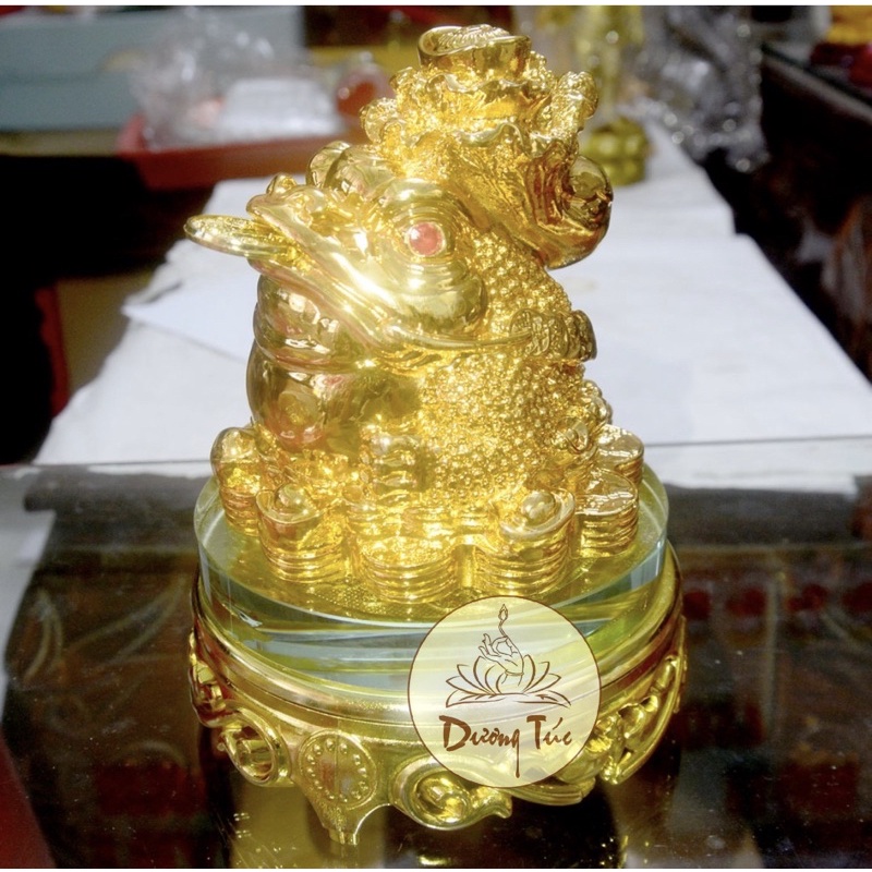 Thiềm Thừ (Cóc Ba Chân) Cõng Cải Đế Kiếng Xoay Cao 16cm