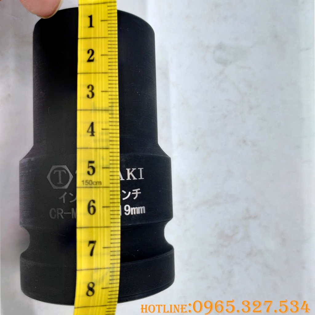 Đầu Khẩu vuông đen dài 1in, đầu tuýp vuông đen dài1in,Tuýp đen dài kích thước 19mm Tusaki Nhật Bản