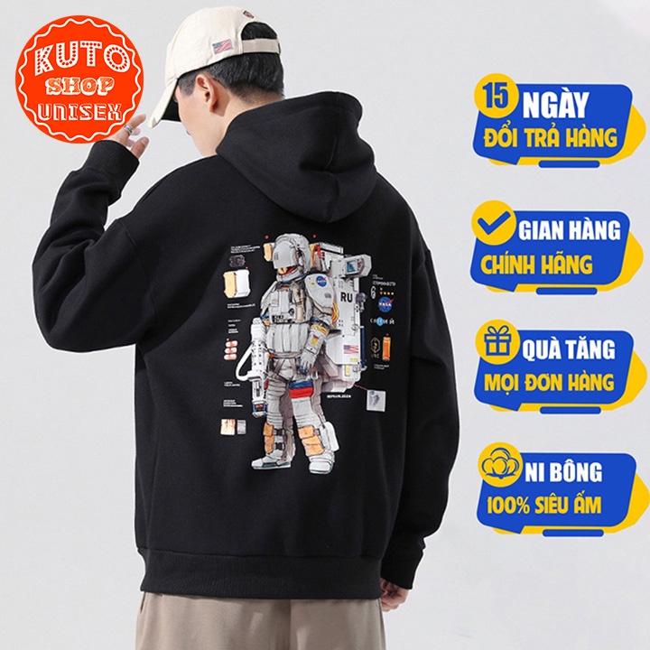 ÁO HOODIE Phi Hành Gia Nỉ Ngoại Cao Cấp