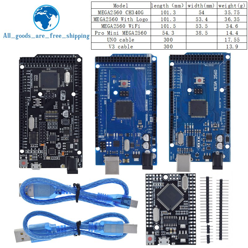 Bảng Mạch Phát Triển Mega2560 Atmega16U2 / Pro Mini Mega 2560 Mega + Wifi R3 Atmega2560 Ch340G Cho Arduino Uno R3 Esp8266